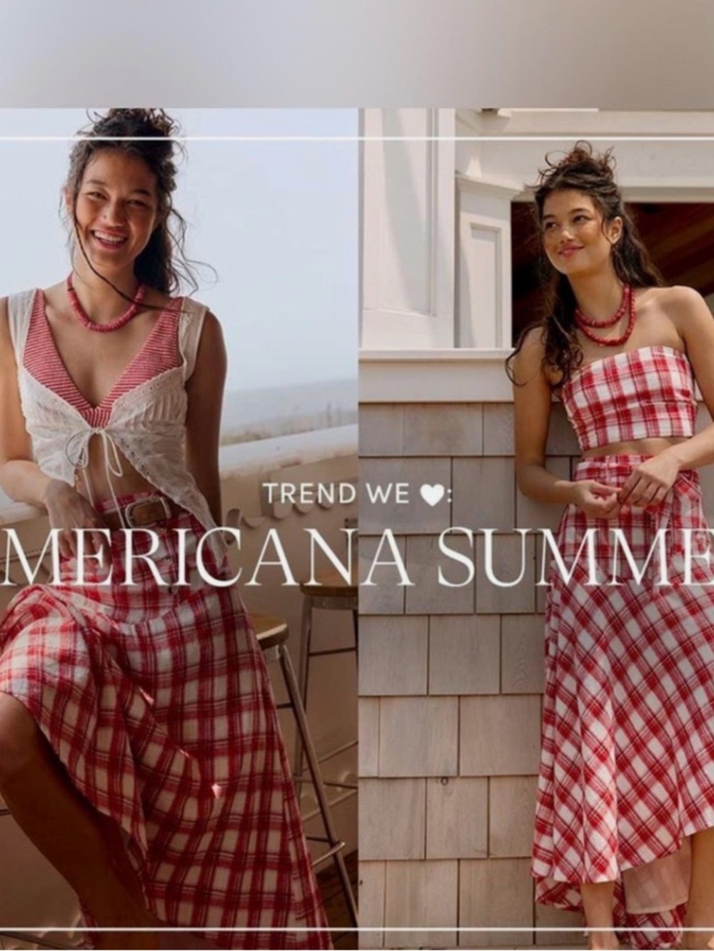 Free People Red and White Plaid 'After You' Set